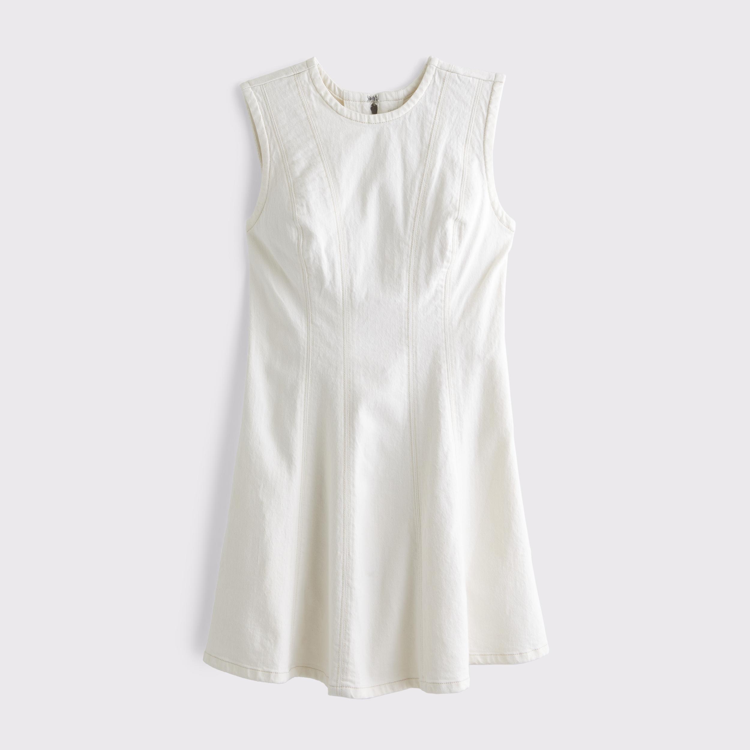 The A&F Mila High-Neck Denim Mini Dress Product Image