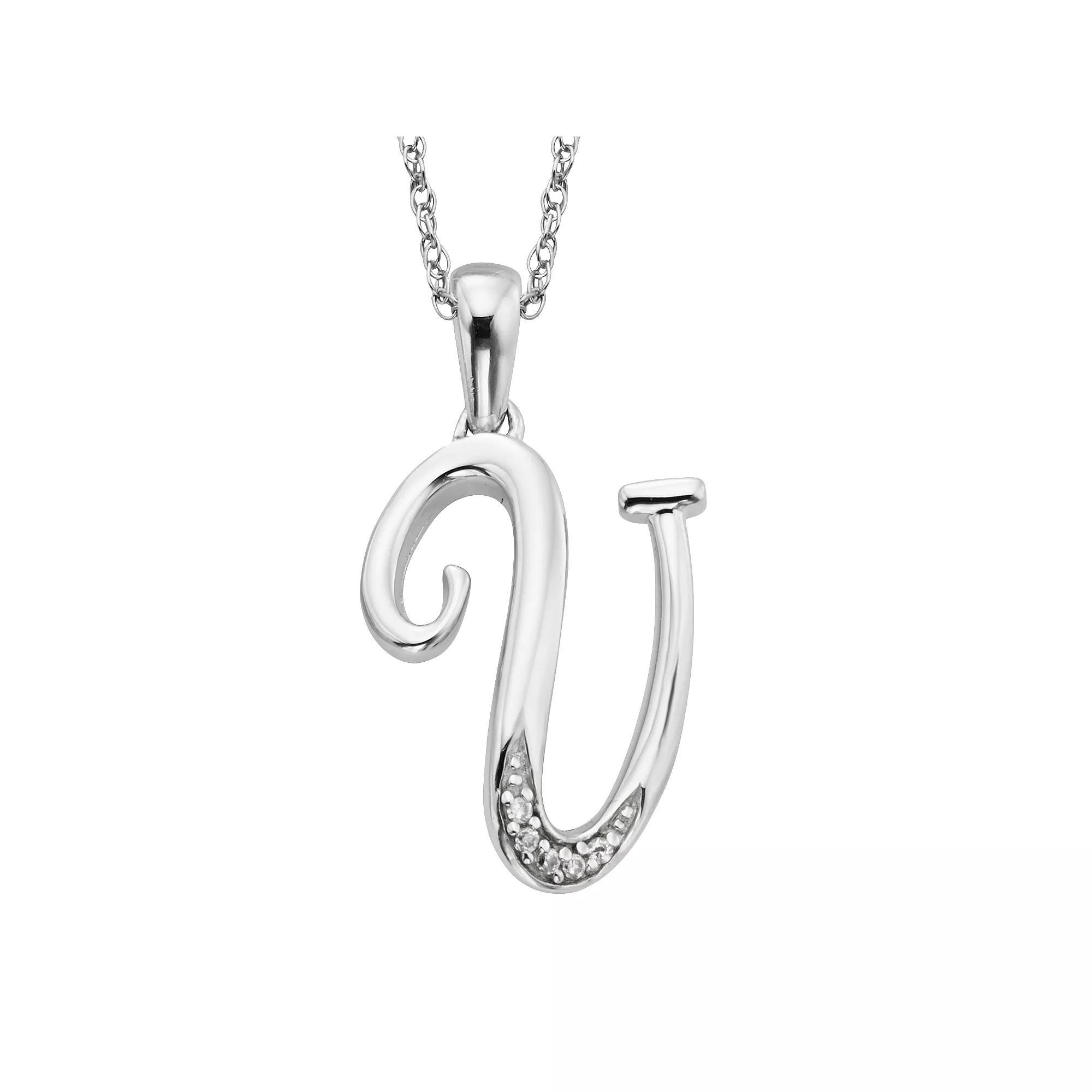 Sterling Silver Diamond Accent Initial Pendant, Womens Product Image