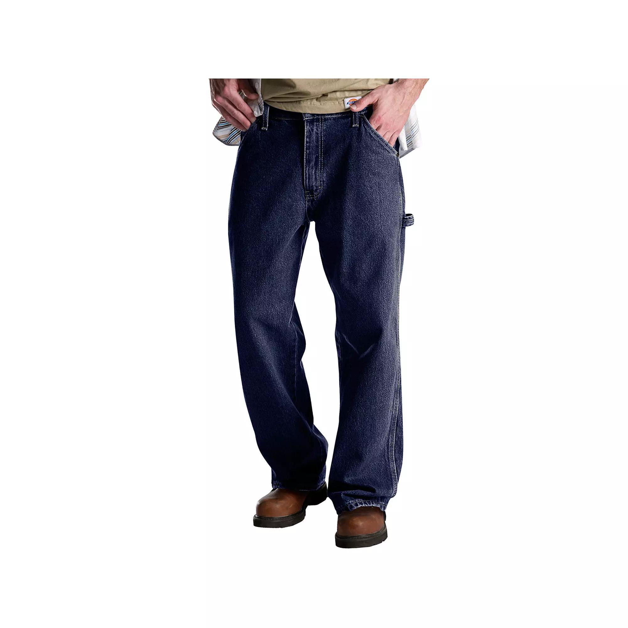Men's Dickies Relaxed Fit Denim Carpenter Jeans, Size: 44X34, Rinsed Blue Blue Product Image