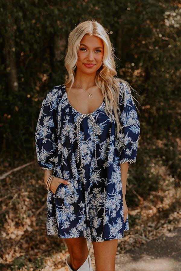 Vino On The Veranda Floral Romper in Navy Product Image