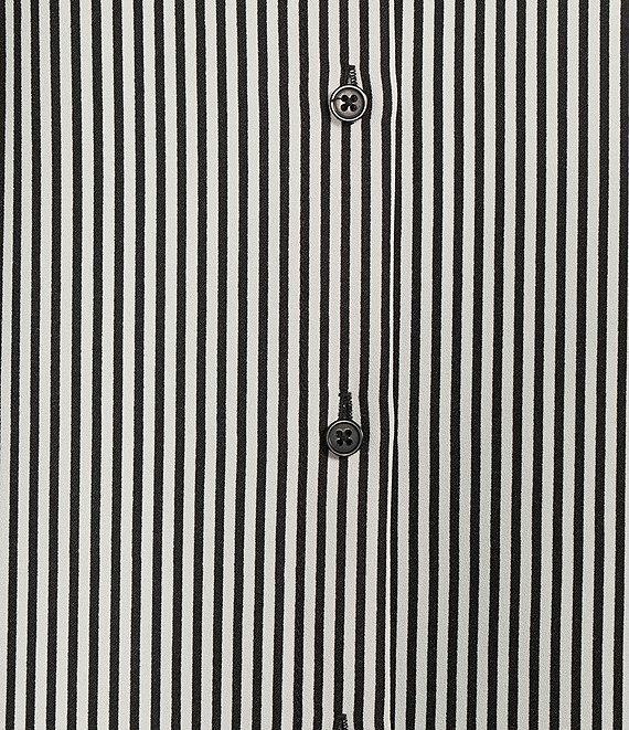 Alex Marie Piper Crepe de Chine Stripe Point Collar Long Sleeve Button Front Blouse Product Image