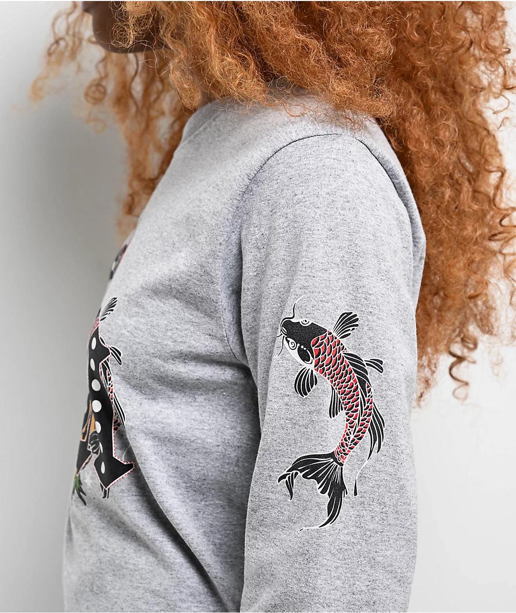 Ninth Hall Crazy Town Heather Grey Long Sleeve T-Shirt Product Image