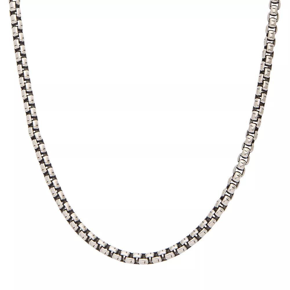 Mens Stainless Steel Oxidized Bold Box Chain Necklace Black Tone Product Image