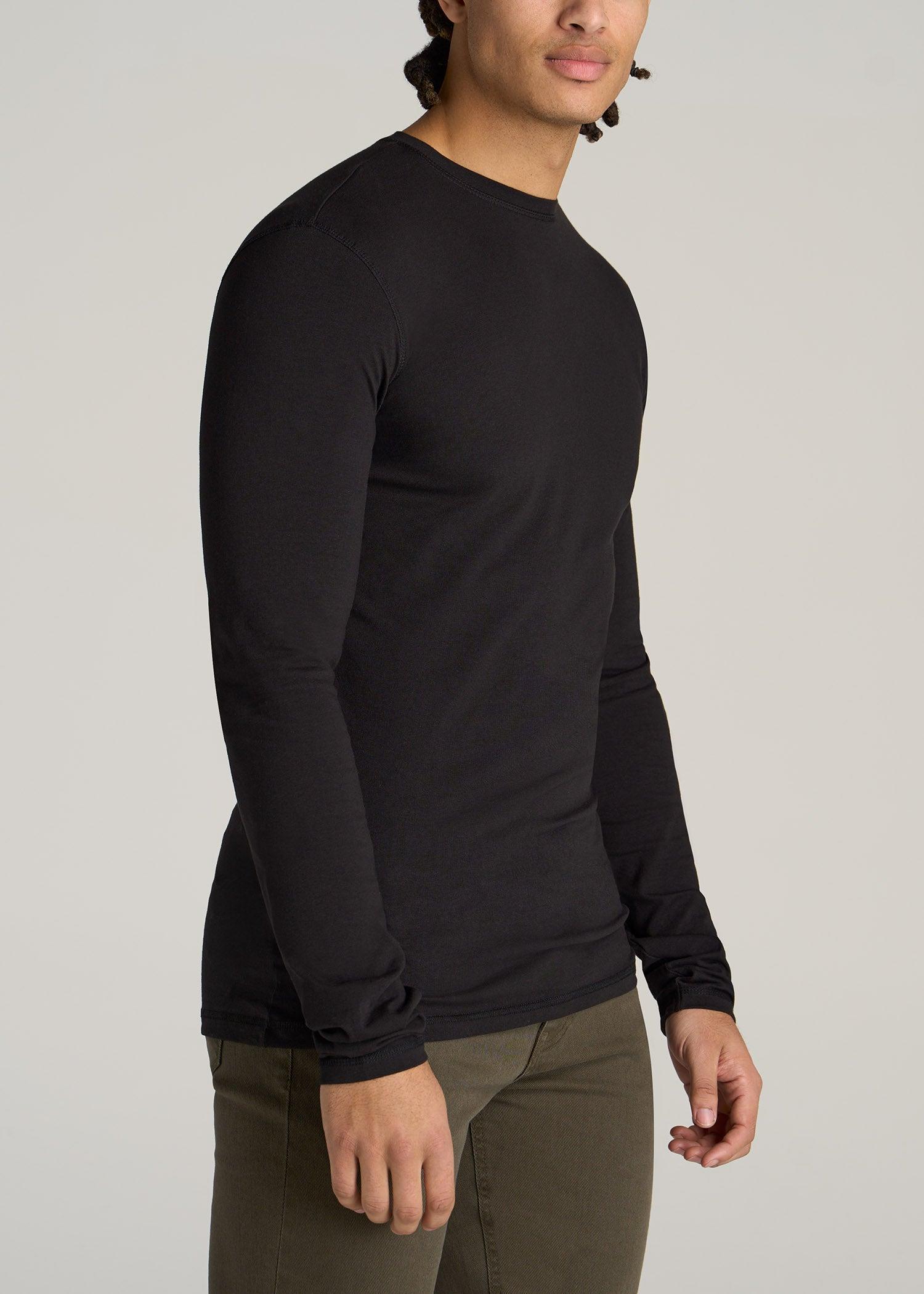 The Essential SLIM-FIT Long Sleeve Tee for Tall Men in Black Product Image