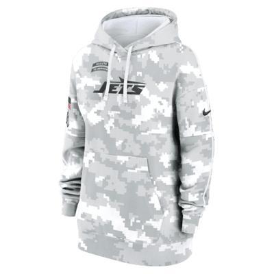 Women's Nike Arctic Camo New York Jets 2024 Salute To Service Club Fleece Oversized Pullover Hoodie, Size: Large, Team Product Image