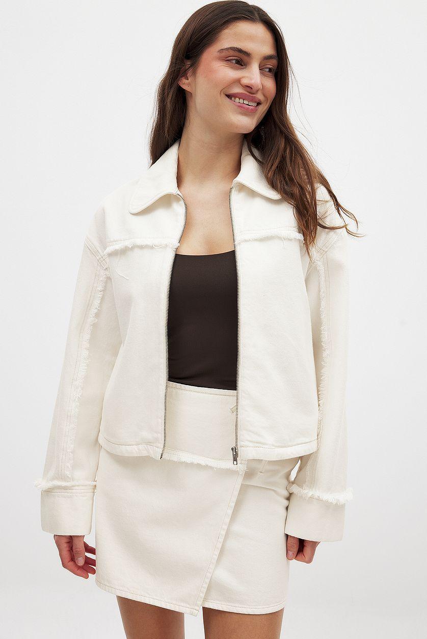 Raw Hem Detail Denim Jacket Product Image