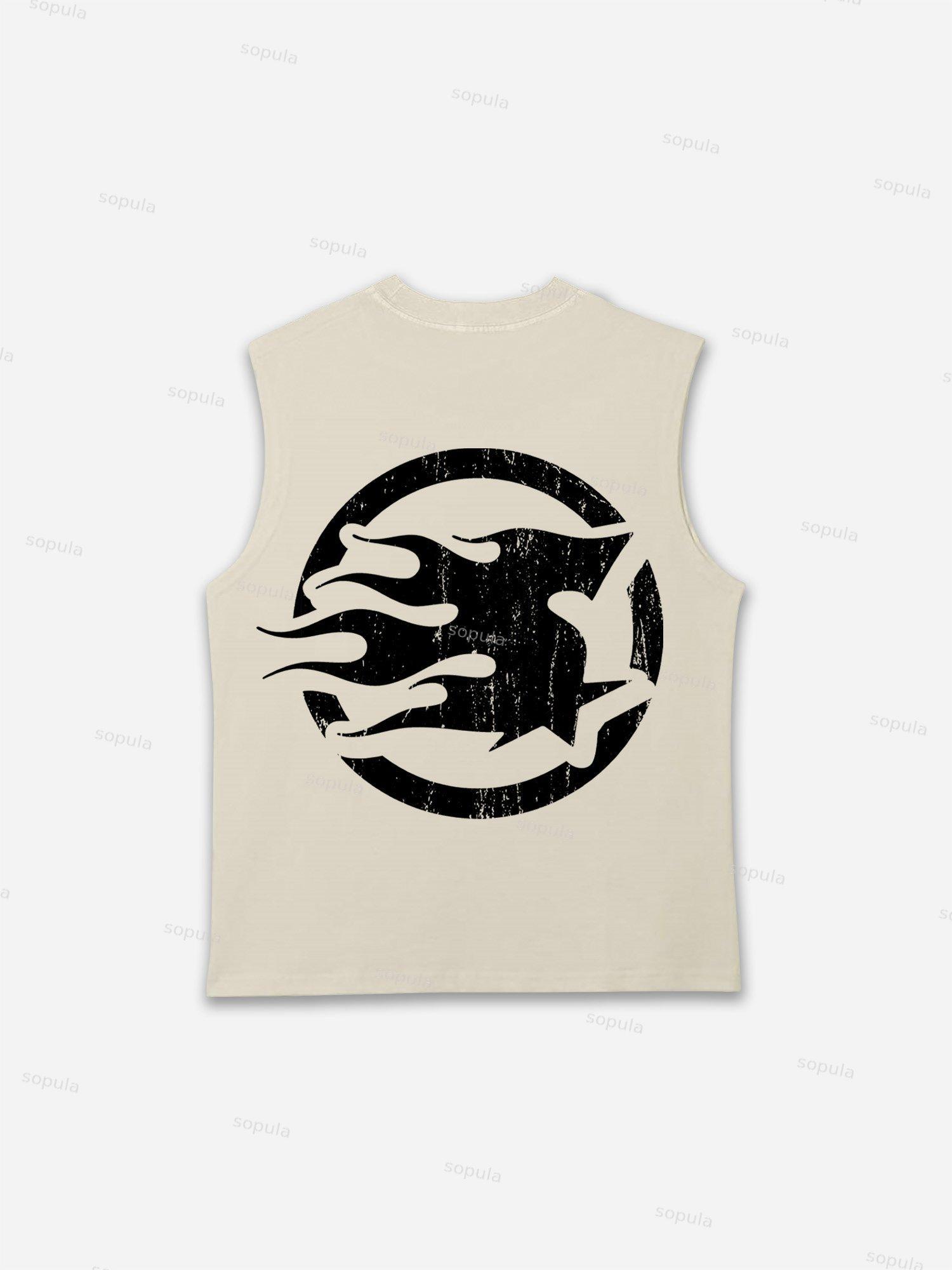 God Loves The World Burning Skull Statue Of Liberty Vintage Graphic Tank Top Product Image