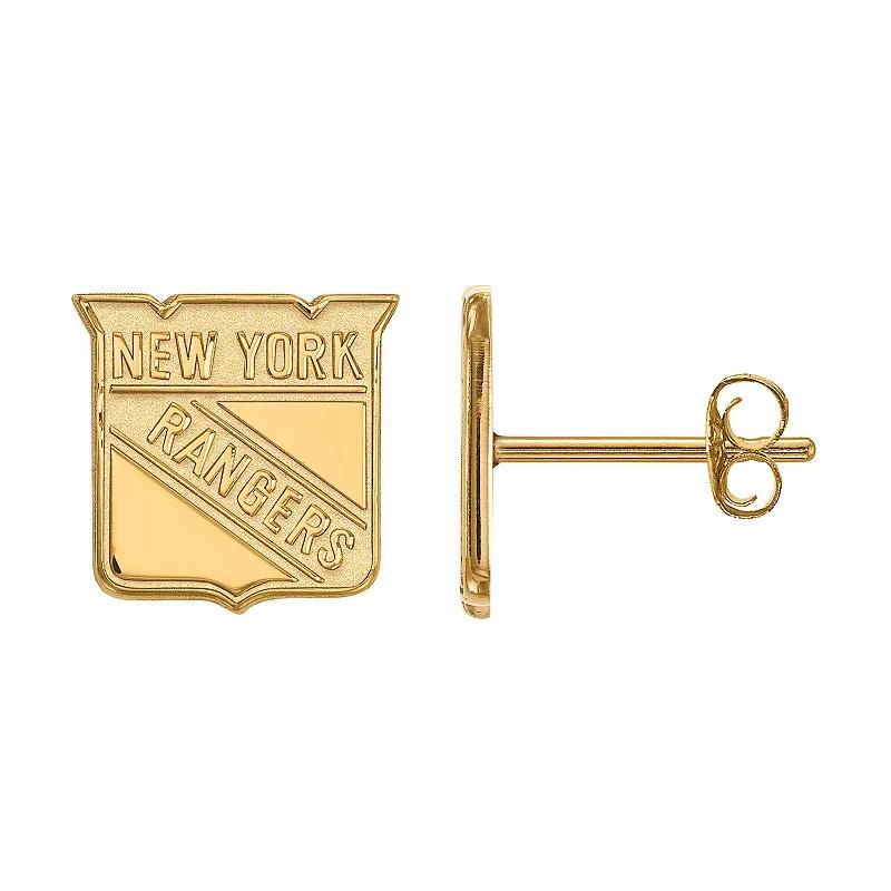 LogoArt New York Rangers Sterling Silver Mini Logo Stud Earrings, Women's, Gold Tone Product Image