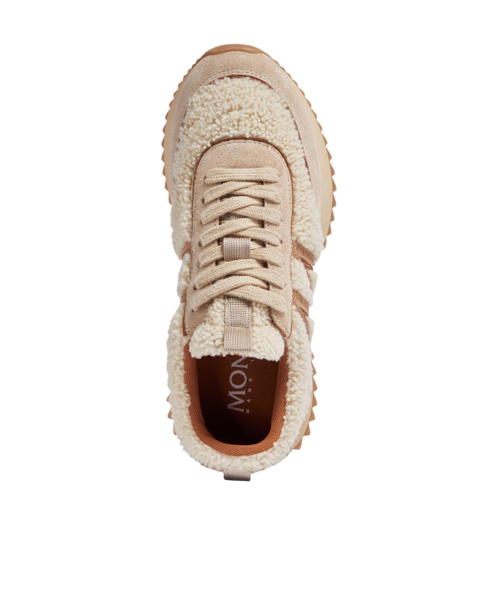 MONCLER Pacey Shealing-suede Sneakers In Tan Product Image