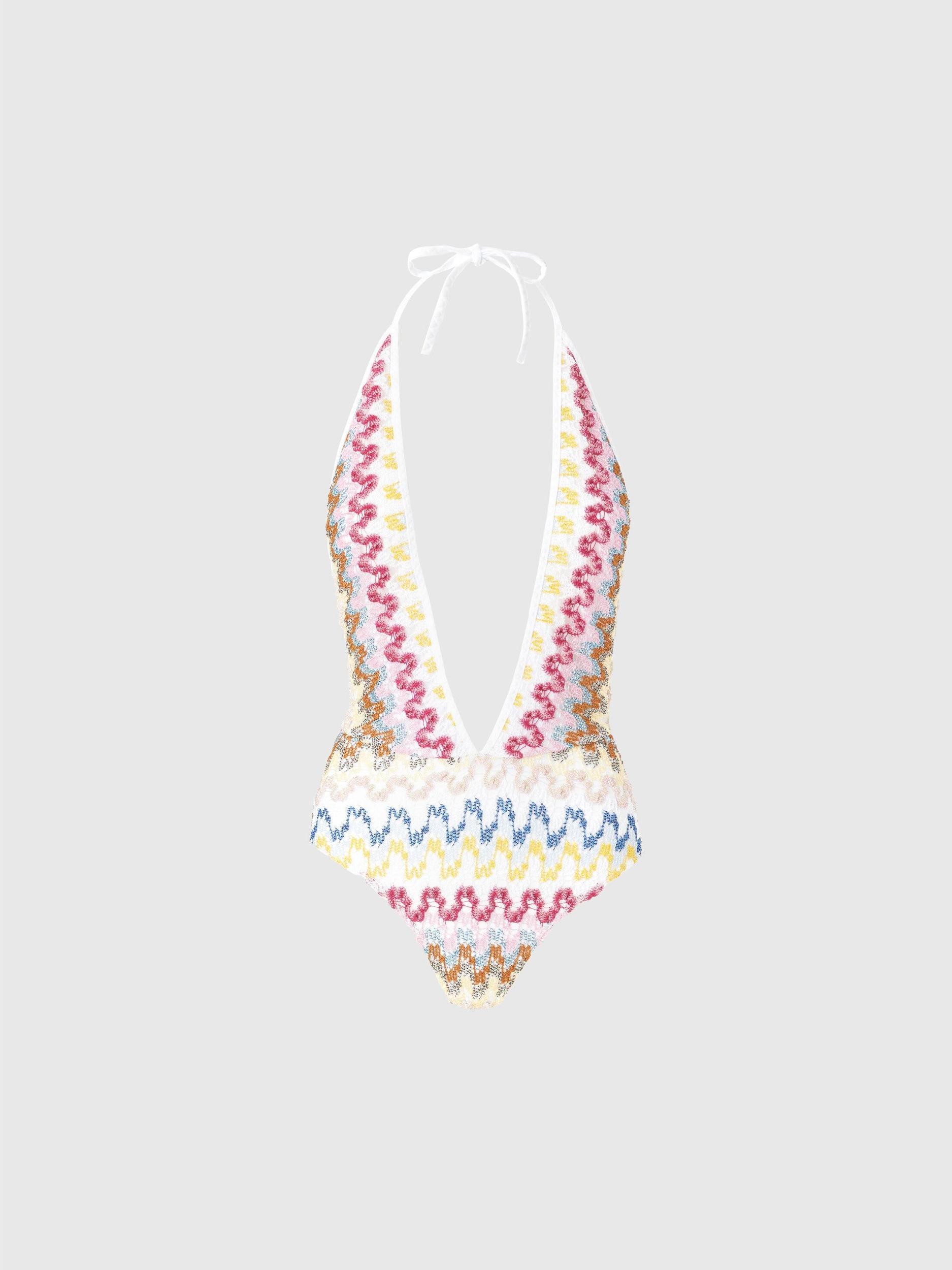 One-piece swimsuit in lamé viscose lace Product Image