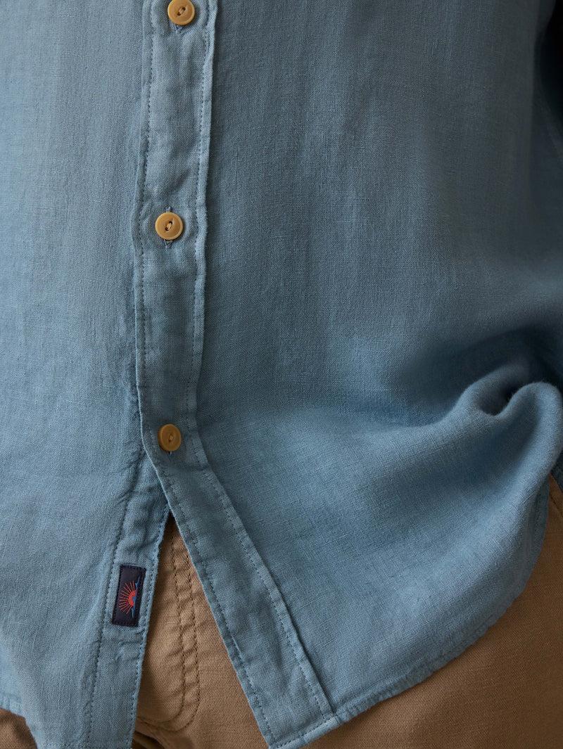 Irish Linen Safari Shirt - Deep Marine Product Image