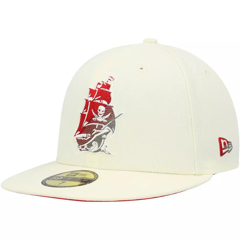 Men's New Era Cream Tampa Bay Buccaneers Chrome Dim 59FIFTY Fitted Hat, Size: 7 1/8, Beige Product Image