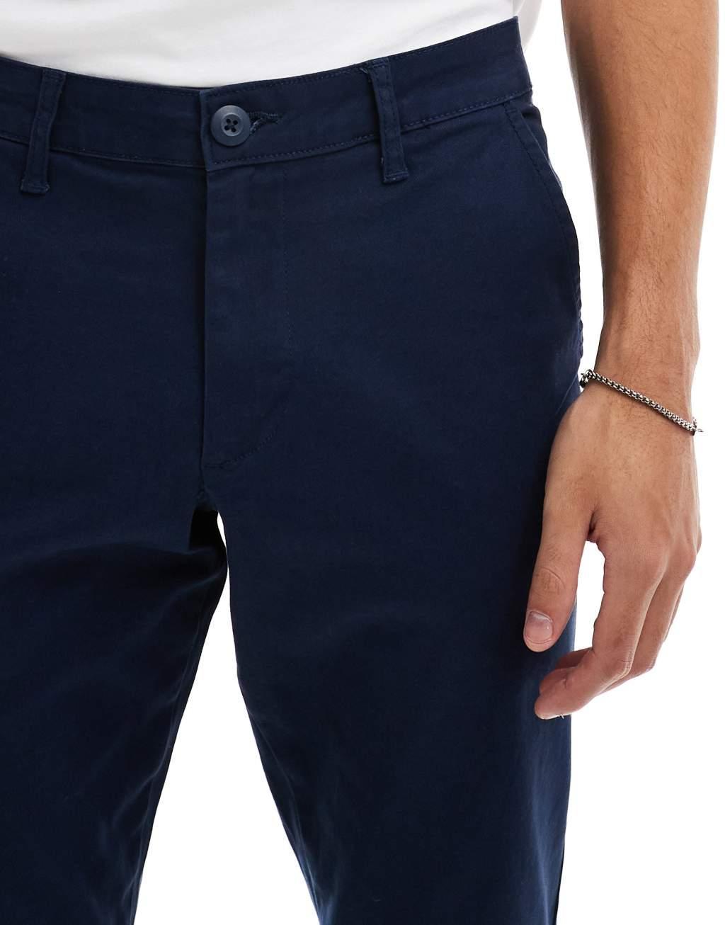 ASOS DESIGN slim chinos in navy Product Image