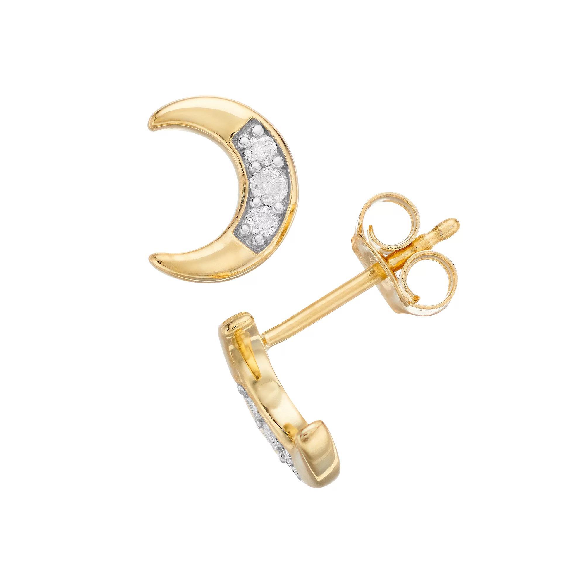 Gold Over Sterling Silver 1/10 Carat T.W. Diamond Stud Earrings, Women's, Gold Tone Product Image
