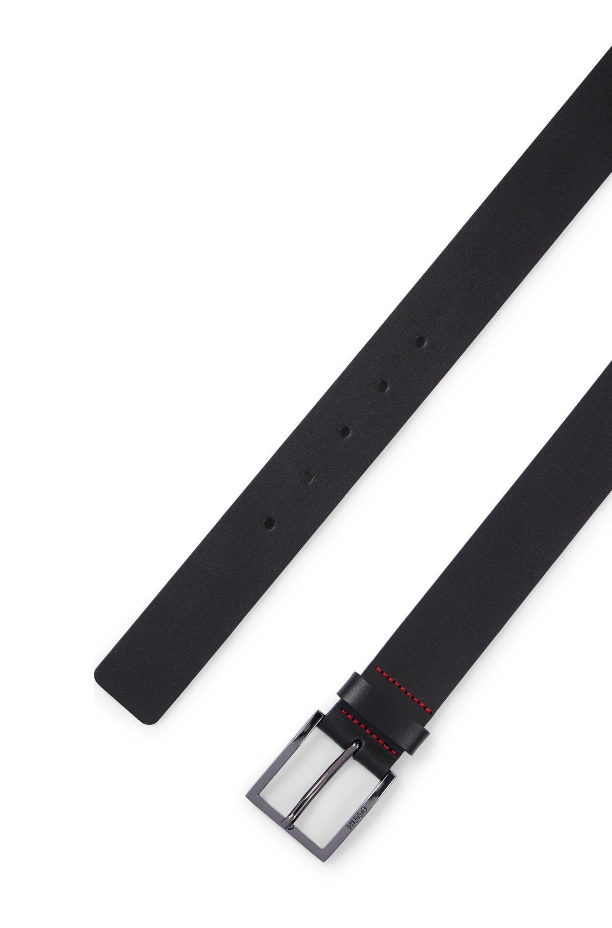 Smooth-leather belt with brushed-silver buckle Product Image