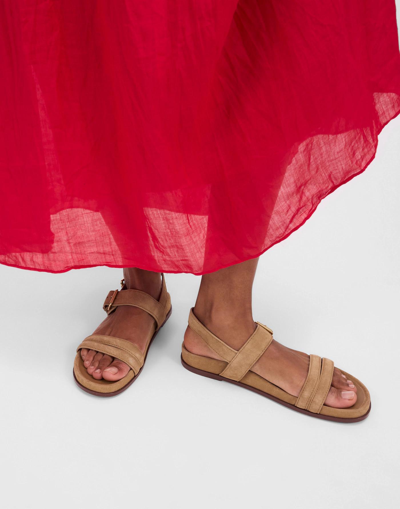 The Dara Double-Strap Sandals in Suede Product Image