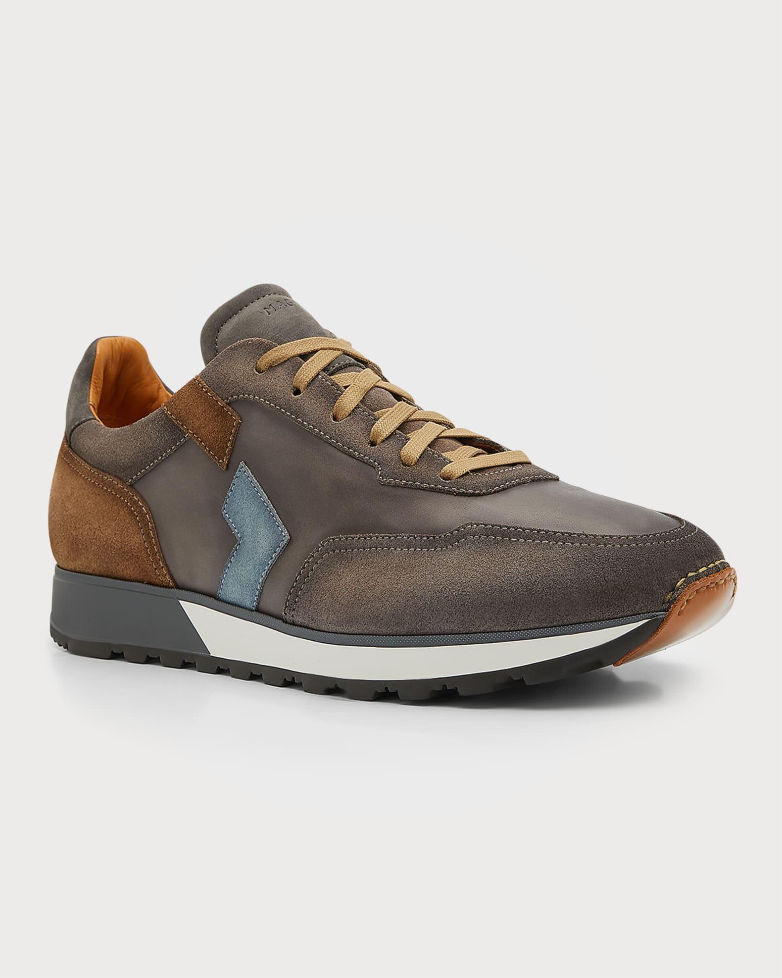 Men's Aero Leather & Suede Low-Top Sneakers Product Image