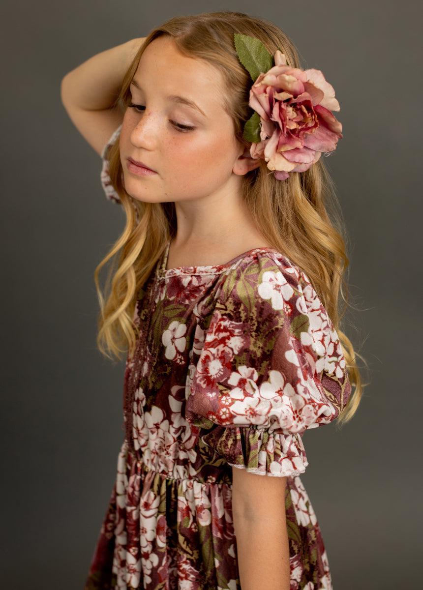 Arella Dress in Raisin Hydrangea Girls Product Image