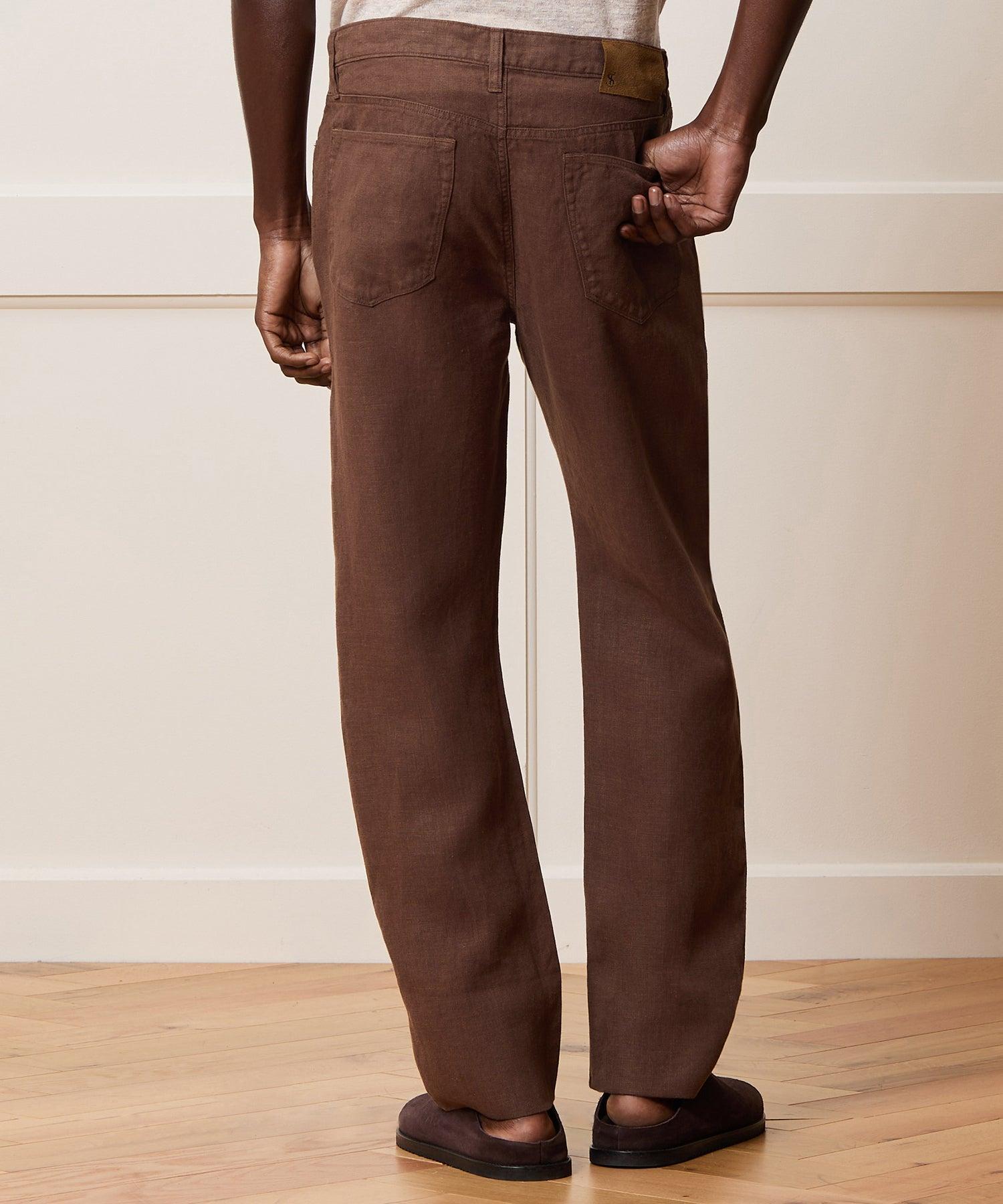 Vintage Straight Fit 5-Pocket Linen Pant Male Product Image