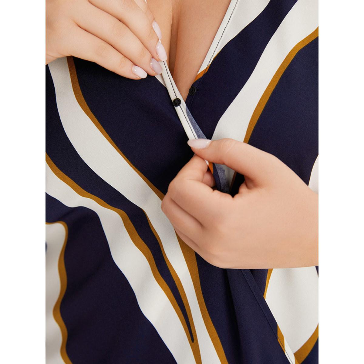 Plus Size Water Ripple Surplice Neck Dolman Sleeve Bodysuit Women Multicolor Water Ripple Wrap Bodysuits BloomChic 28/5X Product Image