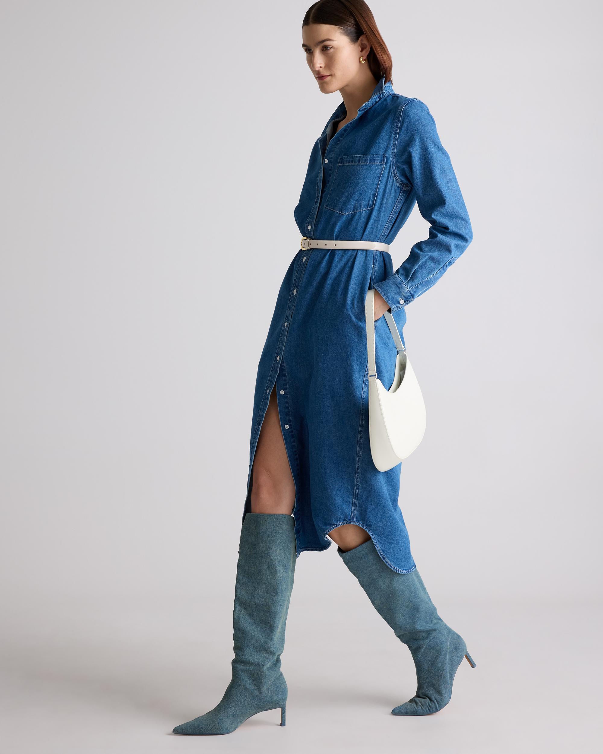 Quince | Women's Distressed Denim Maxi Shirt Dress Cotton Product Image