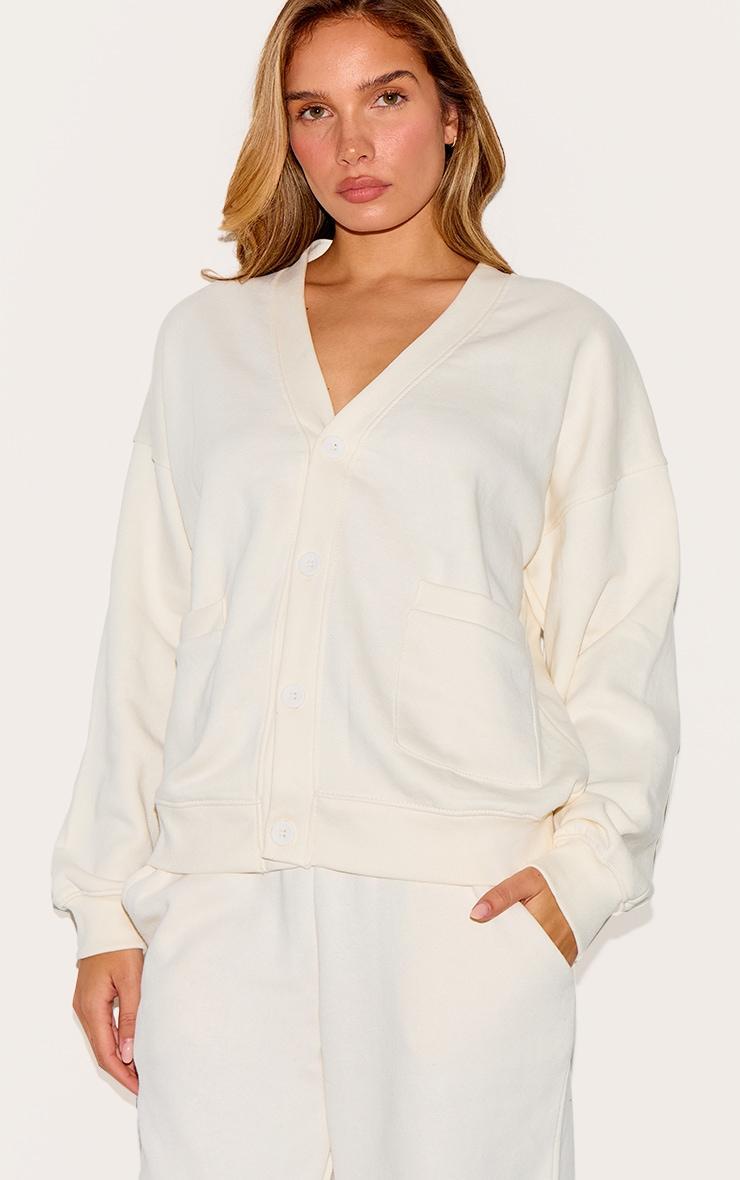Cream Wide Leg Drawstring Sweatpants Product Image