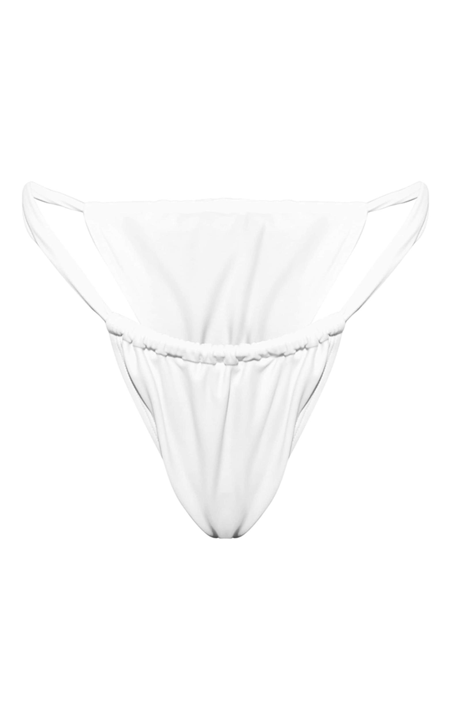 Cream Ruched Tanga Bikini Bottoms Product Image