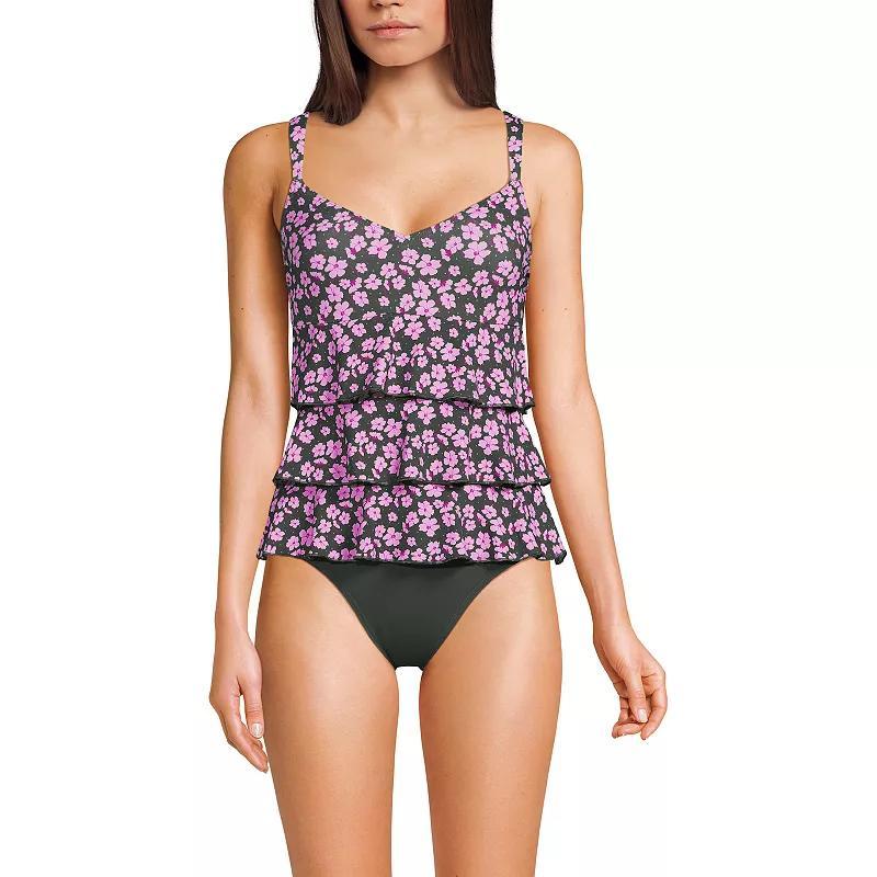 Women's Lands' End Ruffle Fauxkini One Piece Swim Suit, Size: 18, Olive Green Floral Product Image