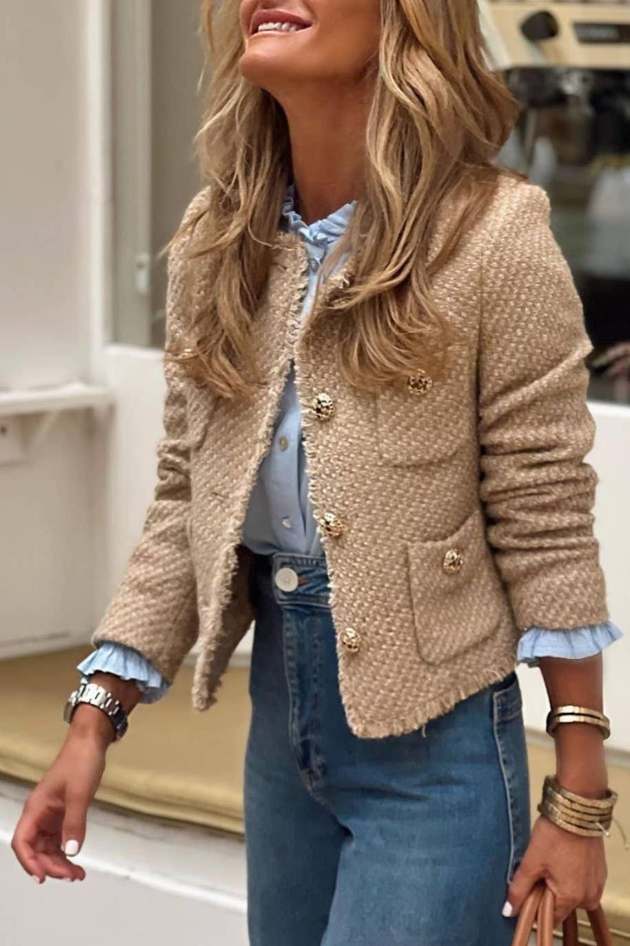 Elegant Vintage Pocket Cropped Jacket Product Image
