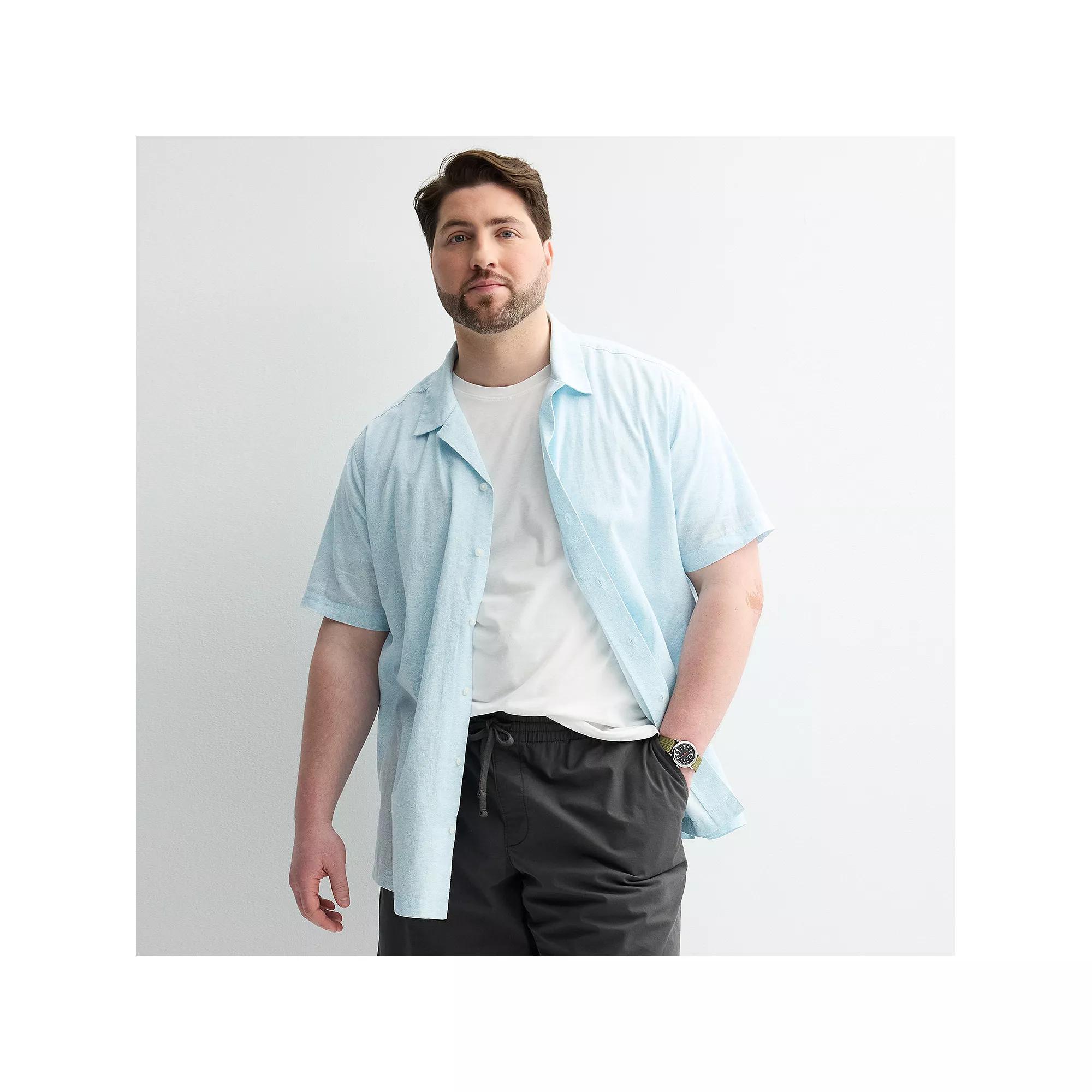 Big & Tall Sonoma Goods For Life® Short Sleeve Vacation Button-Down Shirt, Men's, Size: 2XB, Tiny Wave Blue Product Image