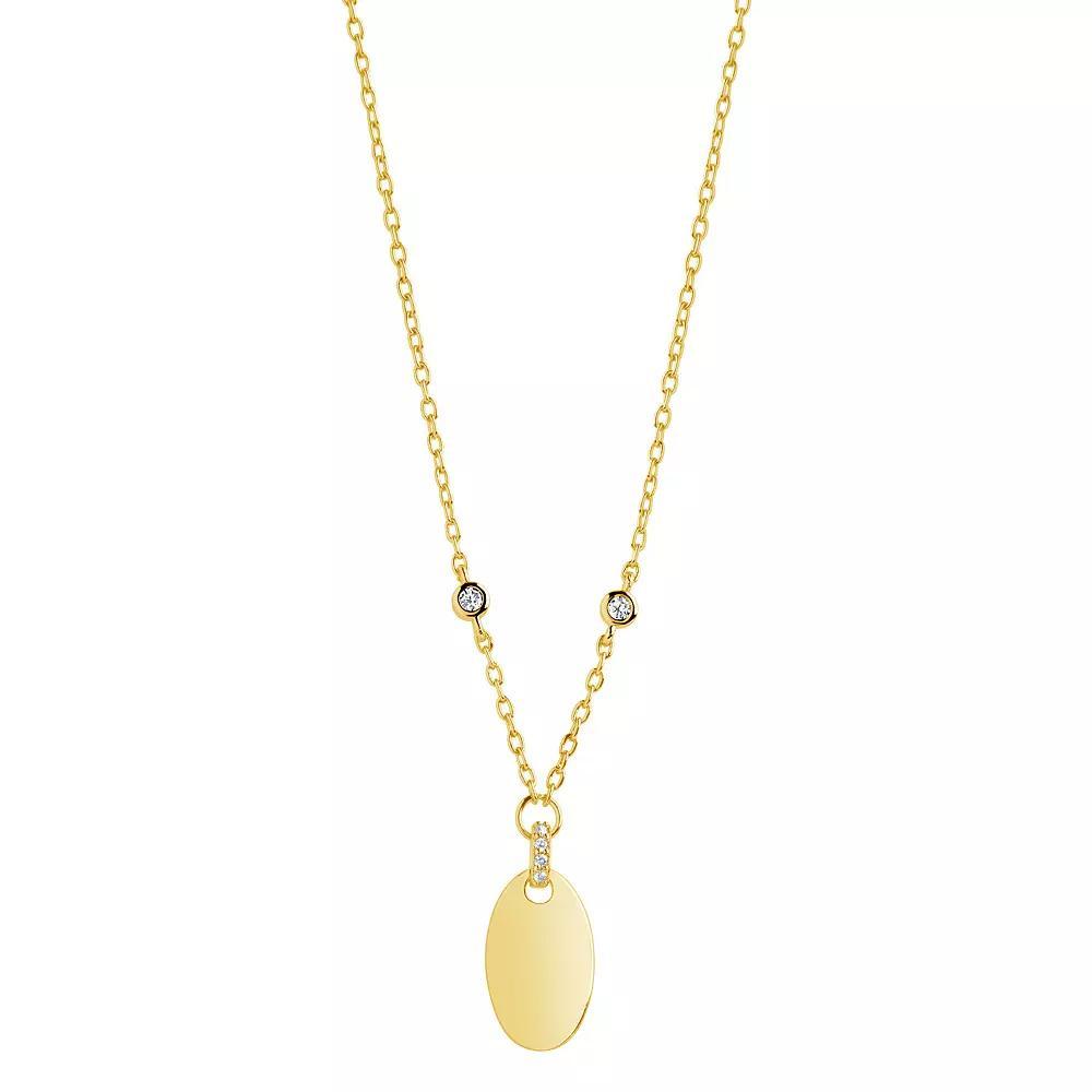 MC Collective Cubic Zirconia Leota Polished Medallion Necklace, Women's, Size: 16", Gold Tone Product Image