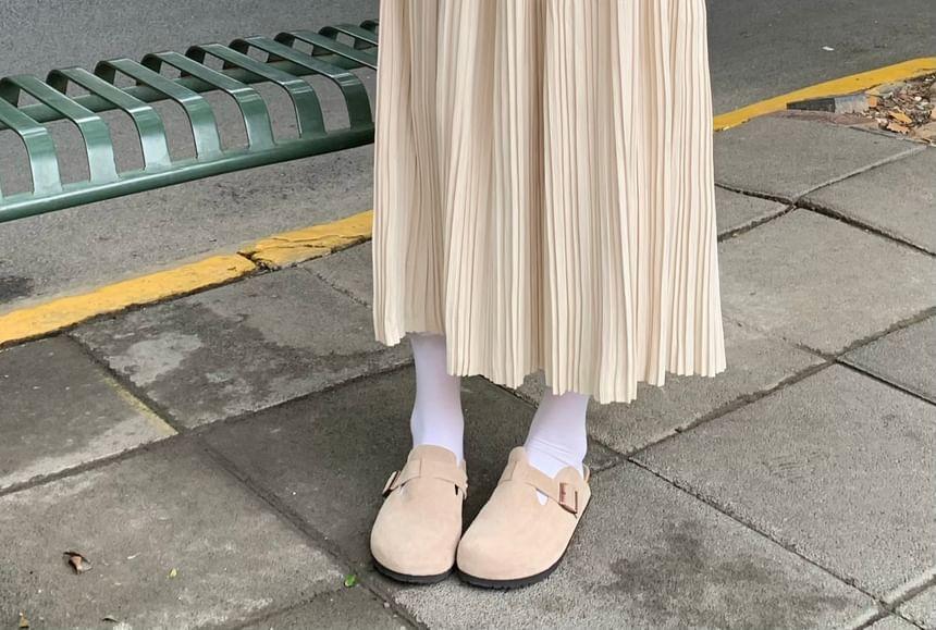 High Rise Plain Shirred Midi A-Line Skirt Product Image