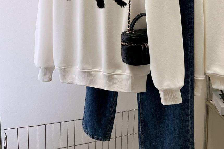 Crew Neck Cat Print Pullover Product Image