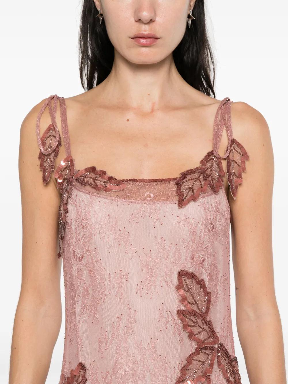 embroidery lace midi dress Product Image