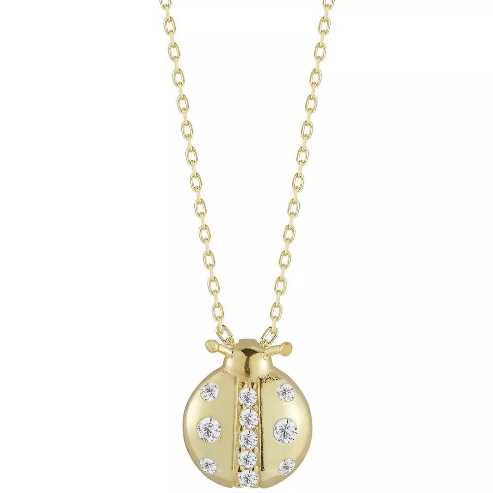 Sunkissed Sterling Cubic Zirconia Ladybug Pendant Necklace, Womens Gold Tone Product Image