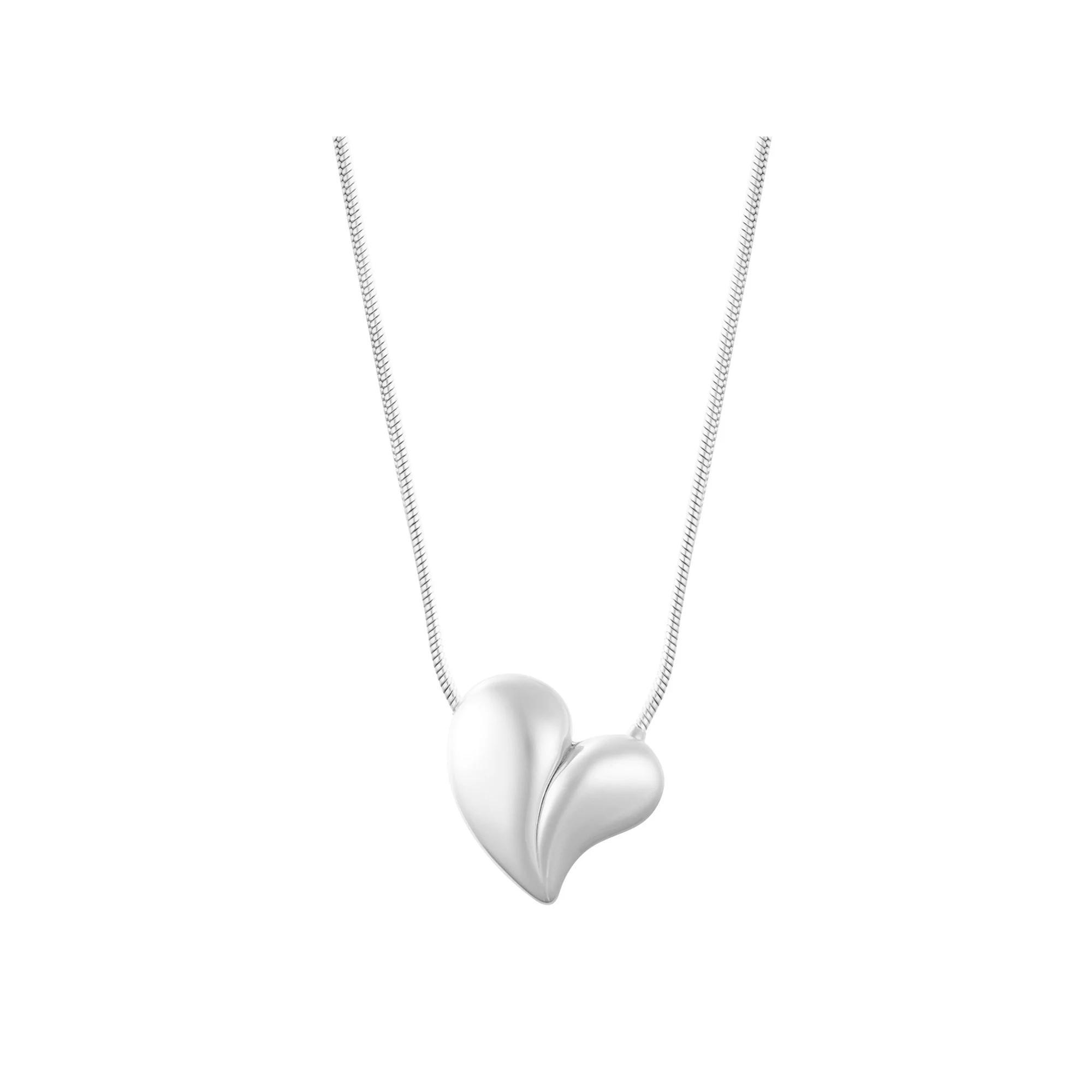 Adornia Oversized Puffy Heart Necklace, Womens, Size: 16+3, Silver Tone Product Image