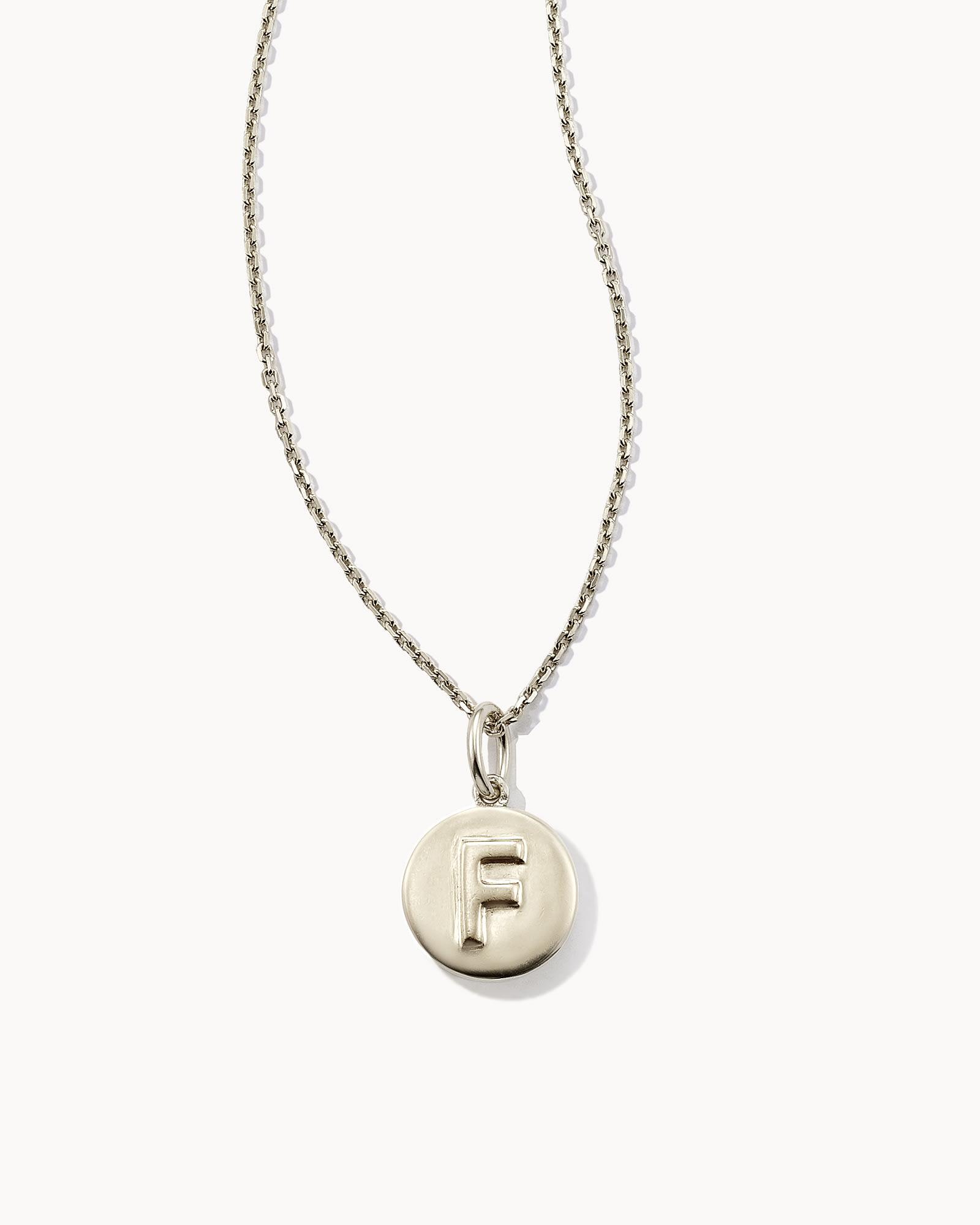 Kendra Scott Letter Q Coin Pendant Necklace in Oxidized Sterling Silver | Metal Product Image