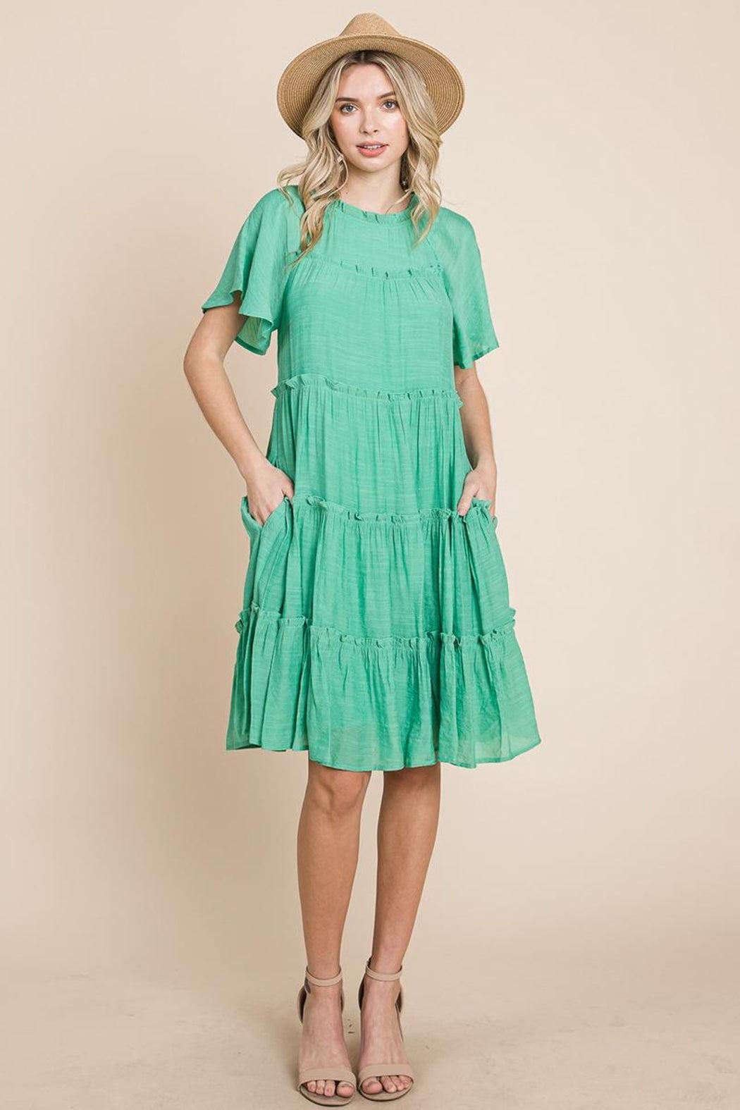 Tiered Babydoll Dress With Pockets Female Product Image
