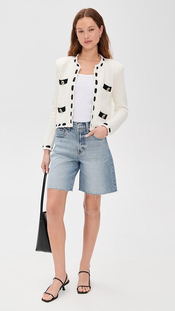 L'AGENCE Astor Contrast Trim Cardigan | Shopbop Product Image
