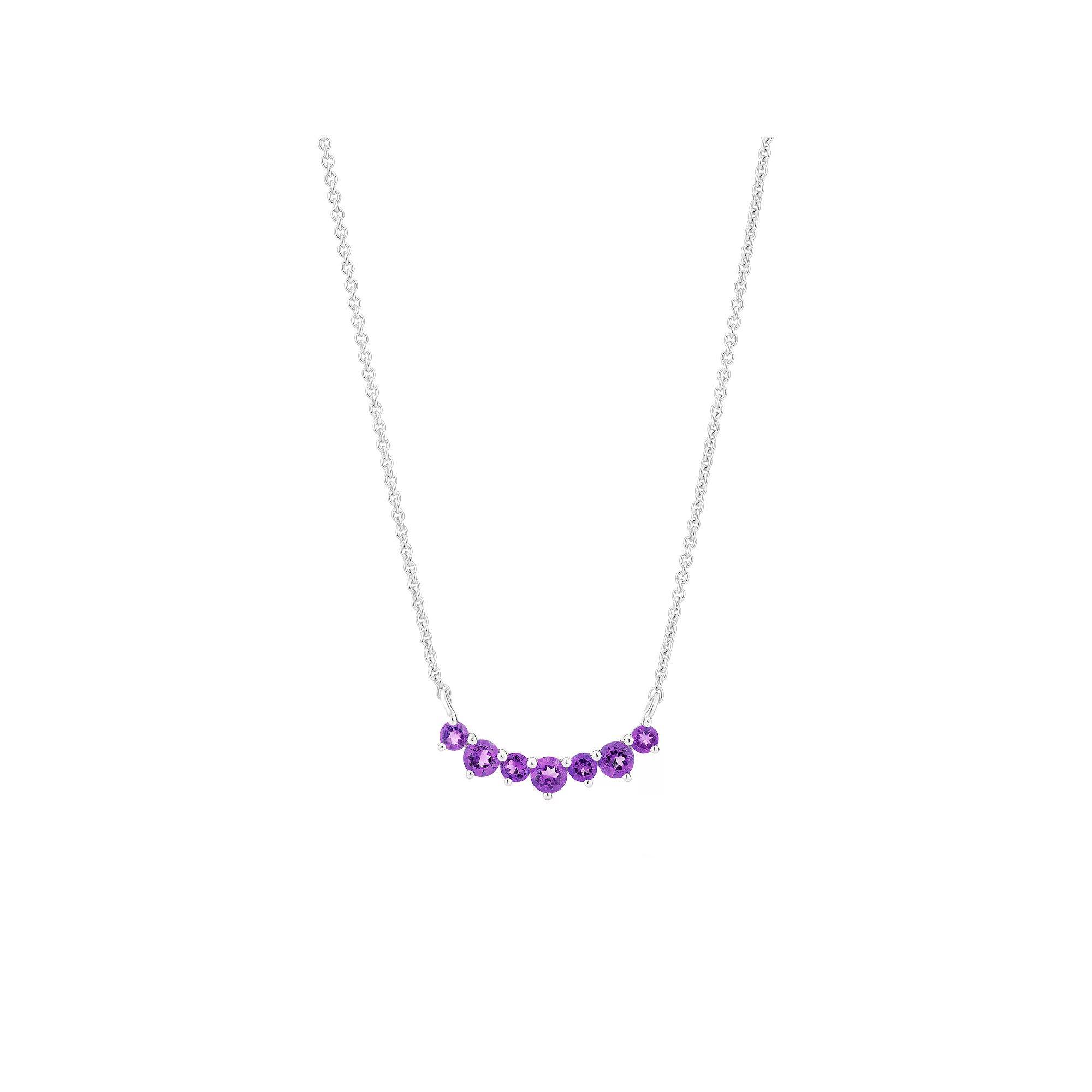 Gemistry 14k White Gold 7-Stone Amethyst Necklace, Women's, Size: 18" Product Image