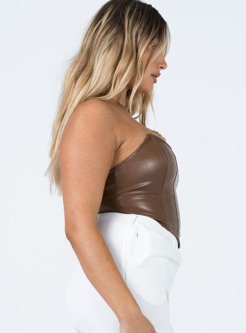 Jessica PU Bustier Brown Product Image