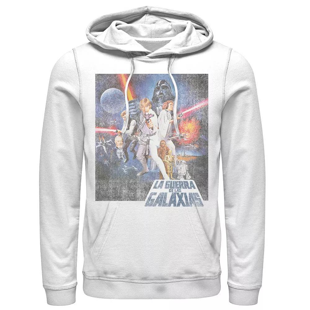 Men's Star Wars La Guerra De Las Galaxias Faded Poster Hoodie, Size: XXL, White Product Image