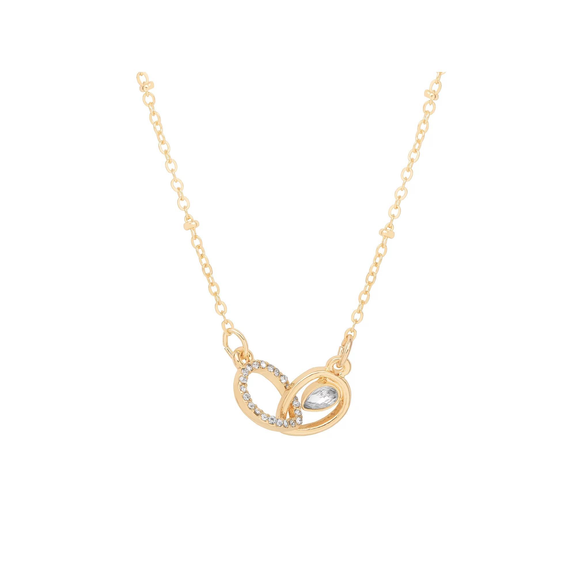 LC Lauren Conrad Gold Tone Link Pendant Necklace, Women's, Clear Product Image