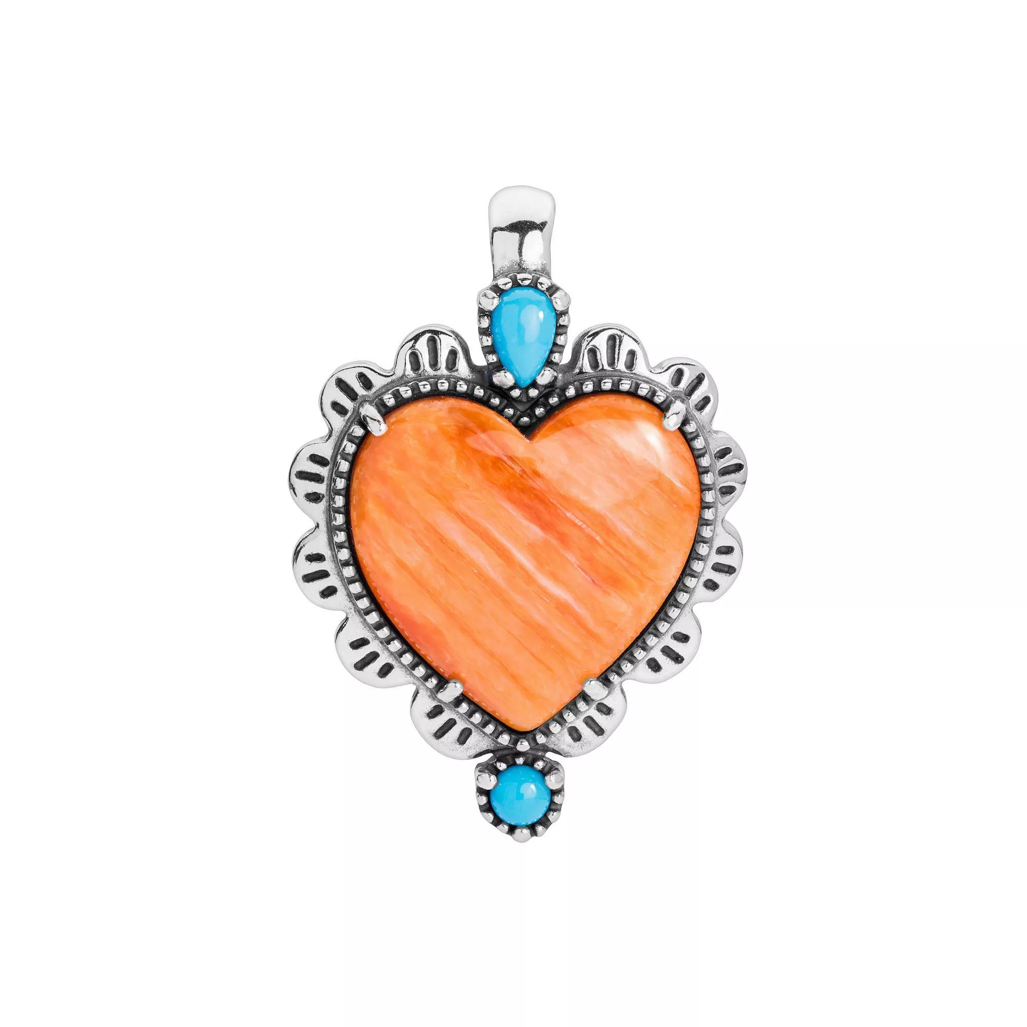 Southwest Spirit® Sterling Silver Multi Gemstone Heart Pendant, Women's Product Image