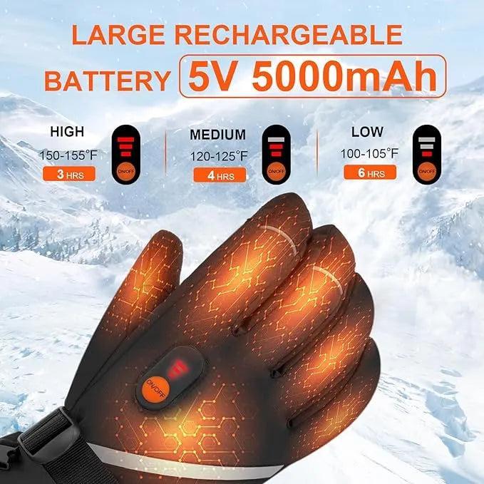 Heated Gloves – 5000mAh Rechargeable Batteries – Waterproof – Skiing Snowboarding Hiking Motorcycle – LARGE Product Image