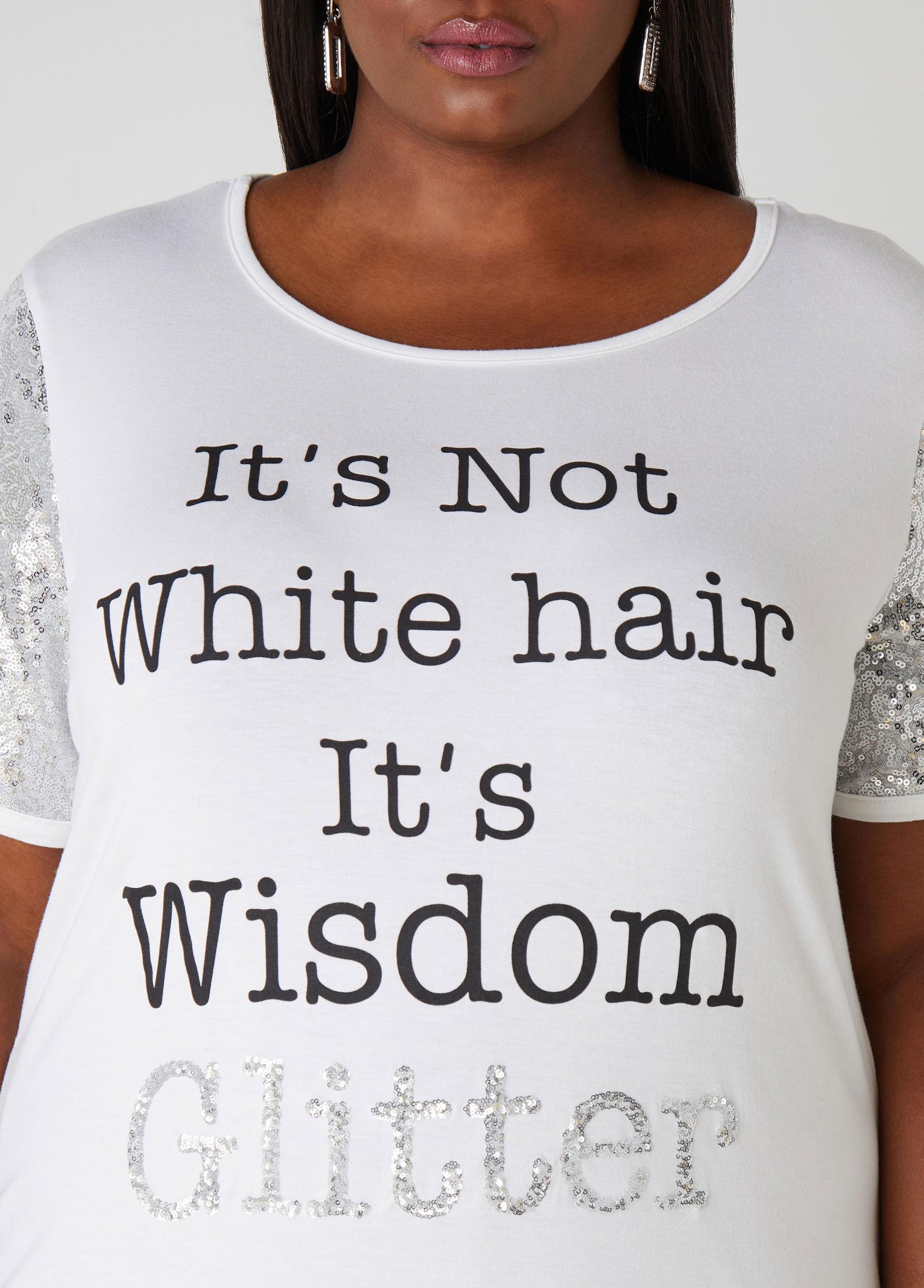 Plus Size Wisdom Glitter Paneled Graphic Tee Ashley Stewart Product Image