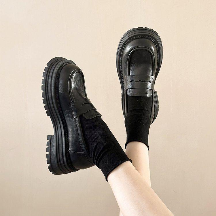 Faux Leather Platform Loafers Product Image
