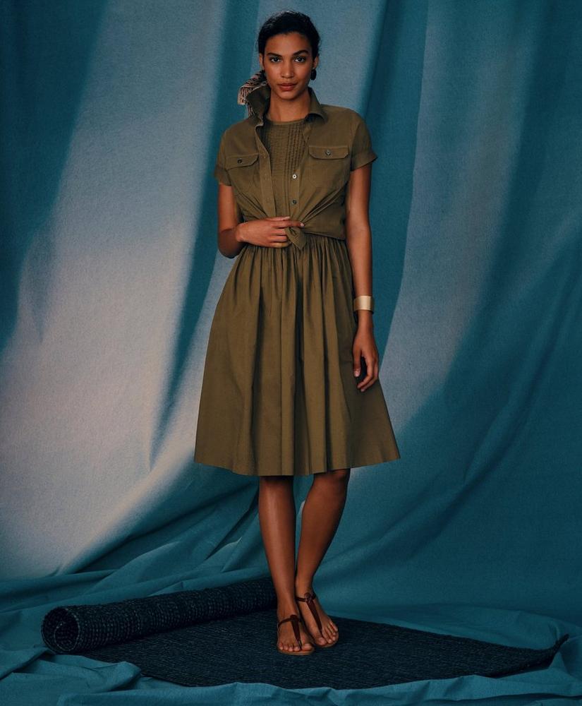 Pintucked Fit-And-Flare Sleeveless Dress In Cotton Product Image