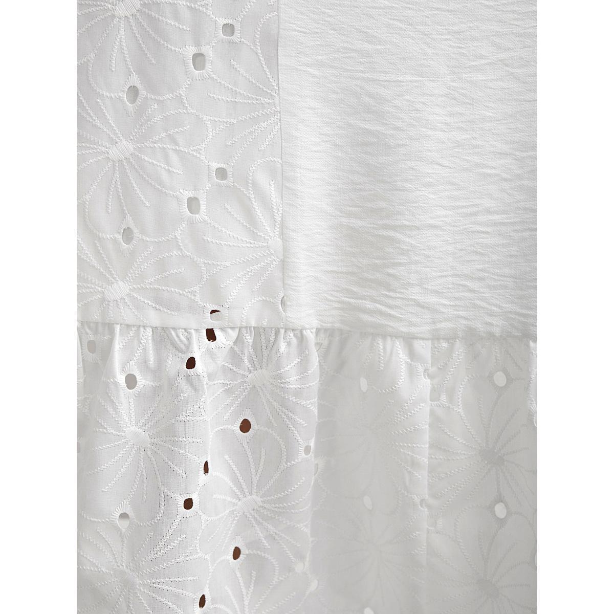 Plus Size Cotton Lace Detail Tiered Hem Tiered Maxi Dress Originalwhite Women Round Neck Sleeveless Curvy BloomChic 28/5X Product Image