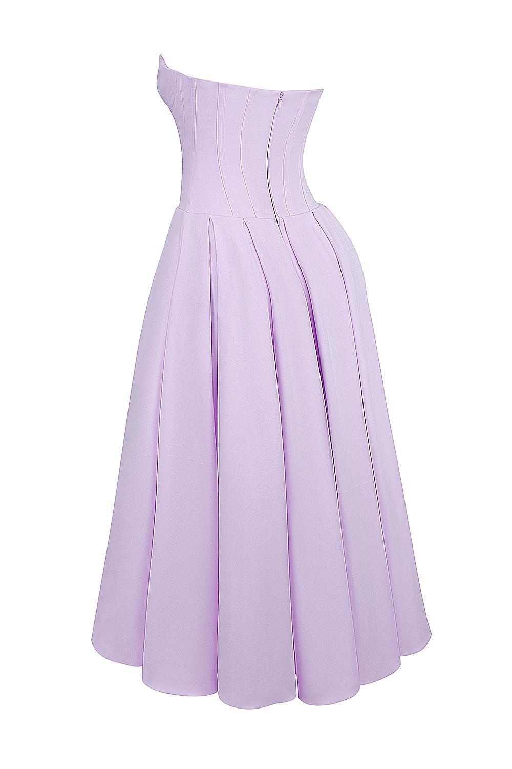 Lady Orchid Twill Strapless Tulle Midi Dress Product Image